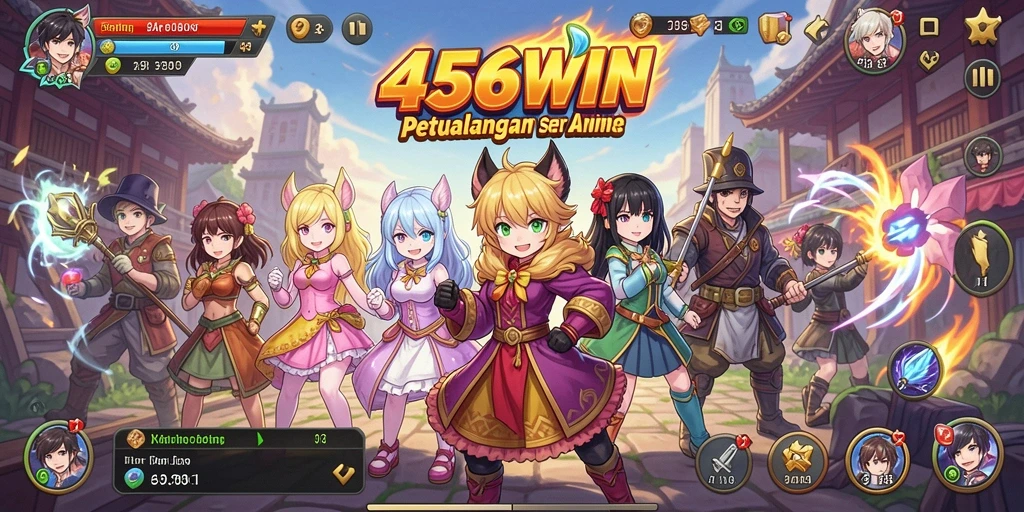 Tampilan gameplay menarik dari 456WIN dengan karakter anime yang vibrant.
