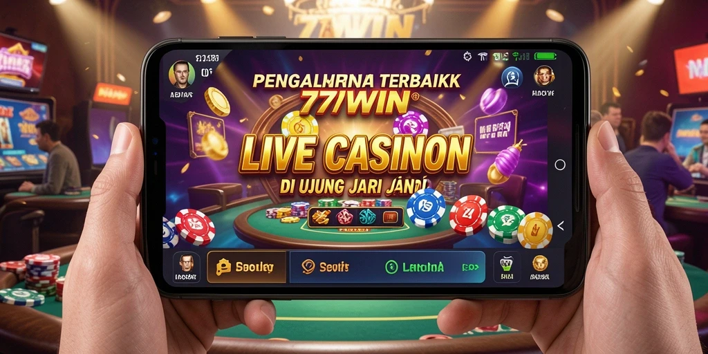 Screenshot gameplay Live Casino 77WIN dengan dealer langsung.
