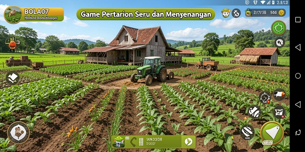 Tampilan gameplay BOLA07 yang menyenangkan saat berkebun.