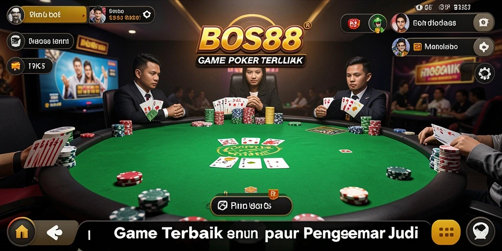Tampilan gameplay Poker yang mendebarkan di BOS88.
