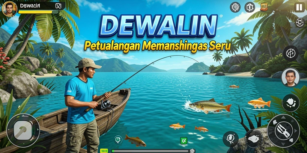 Gameplay DEWALIN dengan aksi memancing yang seru dan menantang.