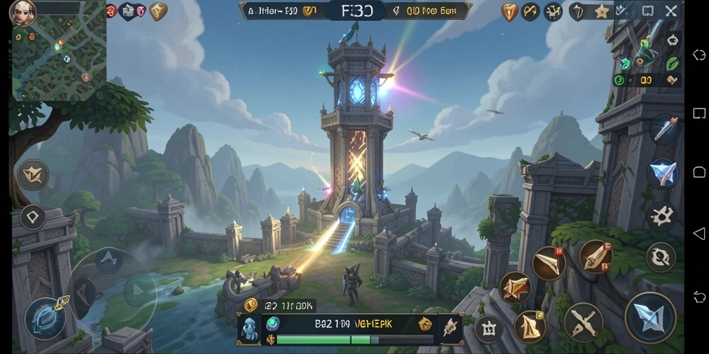 Tampilan gameplay menegangkan dalam game Tower Defense F32.