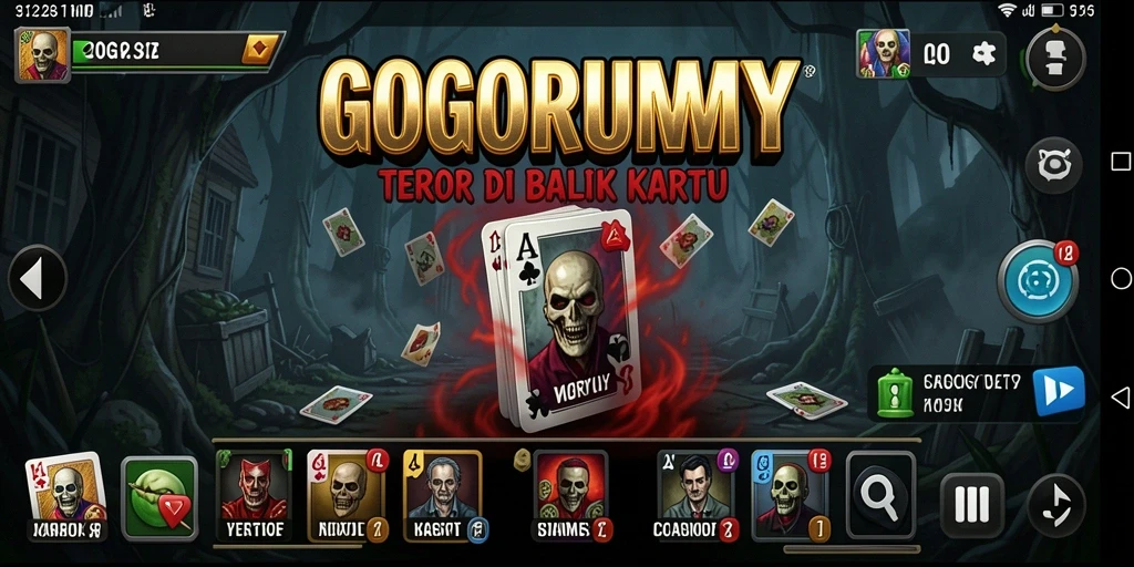 Screenshot GOGORUMMY menunjukkan suasana menyeramkan dalam gameplay.