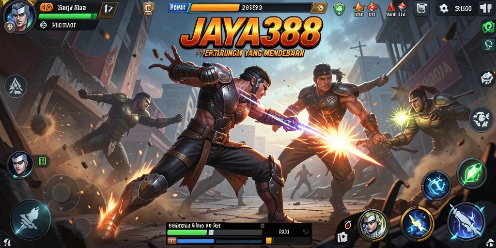 Screenshot gameplay JAYA388 menunjukkan aksi bertarung yang mendebarkan.