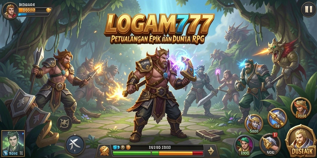 Tangkapan layar main LOGAM777 dengan pertarungan epik RPG.