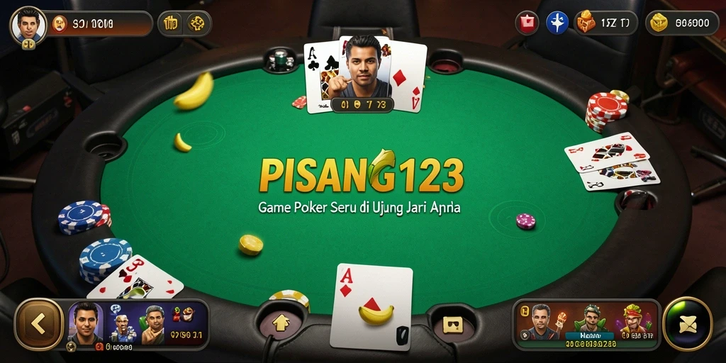 Screenshot PISANG123 menampilkan sesi permainan Poker yang seru dan menegangkan.