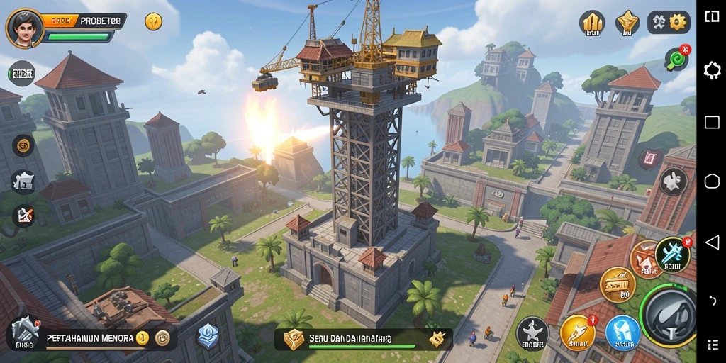 Screenshot menunjukkan aksi seru gameplay Tower Defense PROBET88.