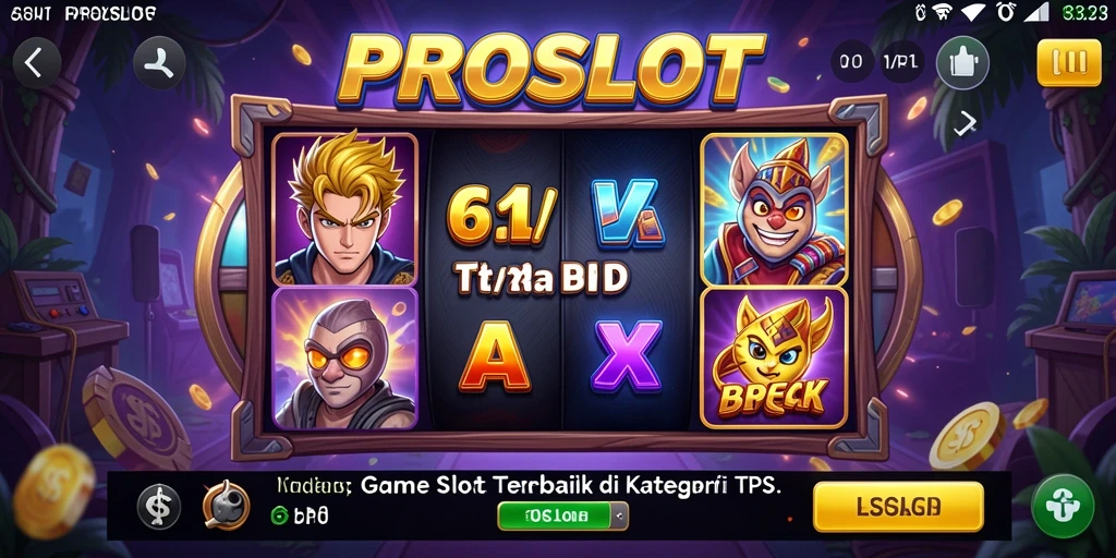 Screenshot PROSLOT menunjukkan aksi slot yang mendebarkan dan fitur menarik.