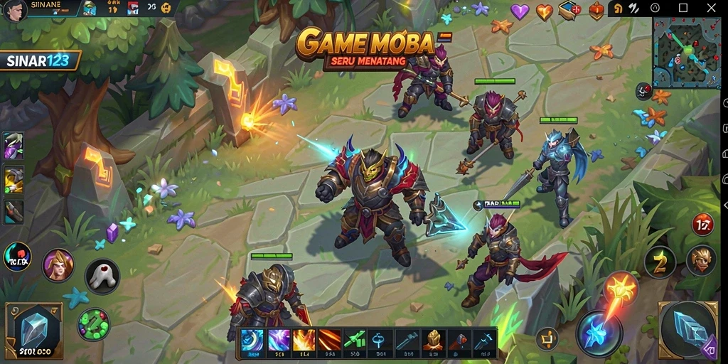 Tampilan seru gameplay MOBA SINAR123 dengan karakter unik.