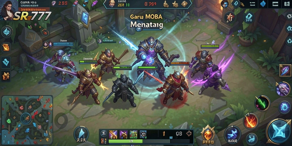 Tampilan gameplay seru dalam pertarungan MOBA di SR777.