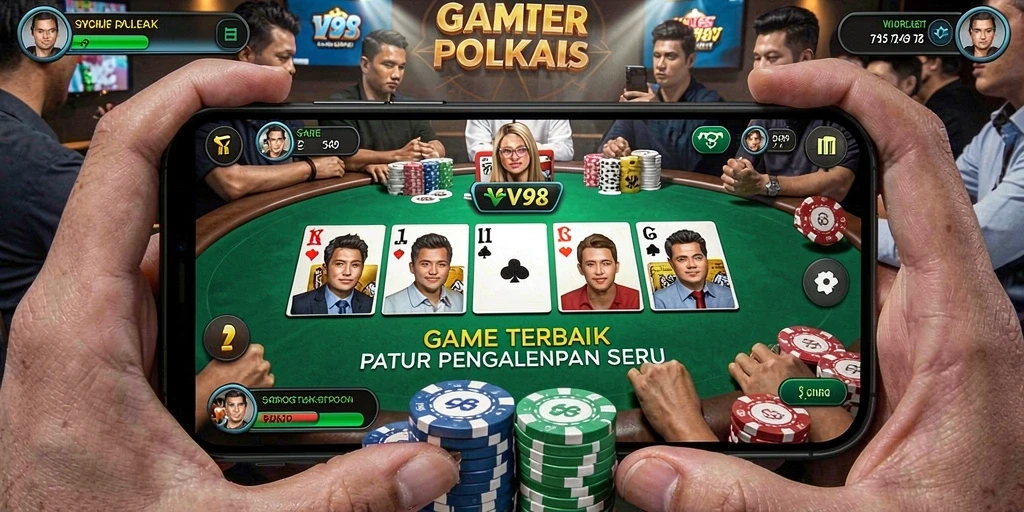 Tampilan gameplay Poker yang seru dan menarik di V98.