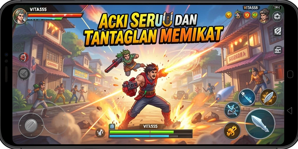 Tampilan gameplay aksi yang menegangkan di VITA555.