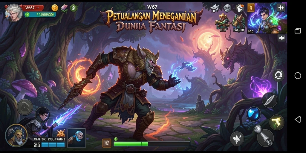 Tampilan menakjubkan dari gameplay W67 dengan petualangan yang epik.